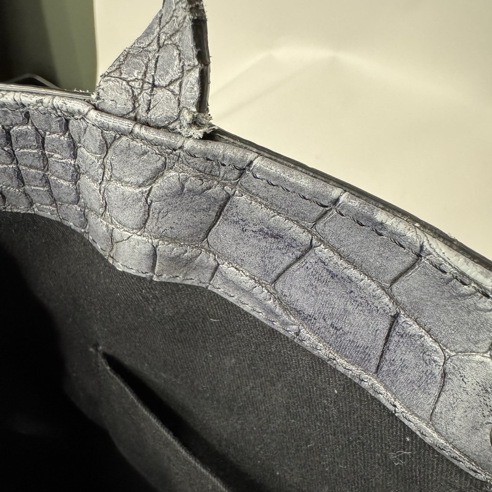 Claudia Firenze gray crocodile embossed genuine leather handbag. Made In Italy. - Picture 14 of 16
